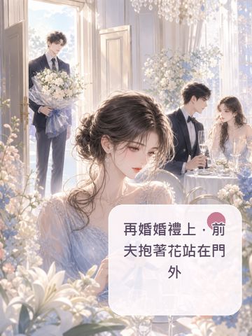 再婚婚禮上，前伕抱著花站在門外